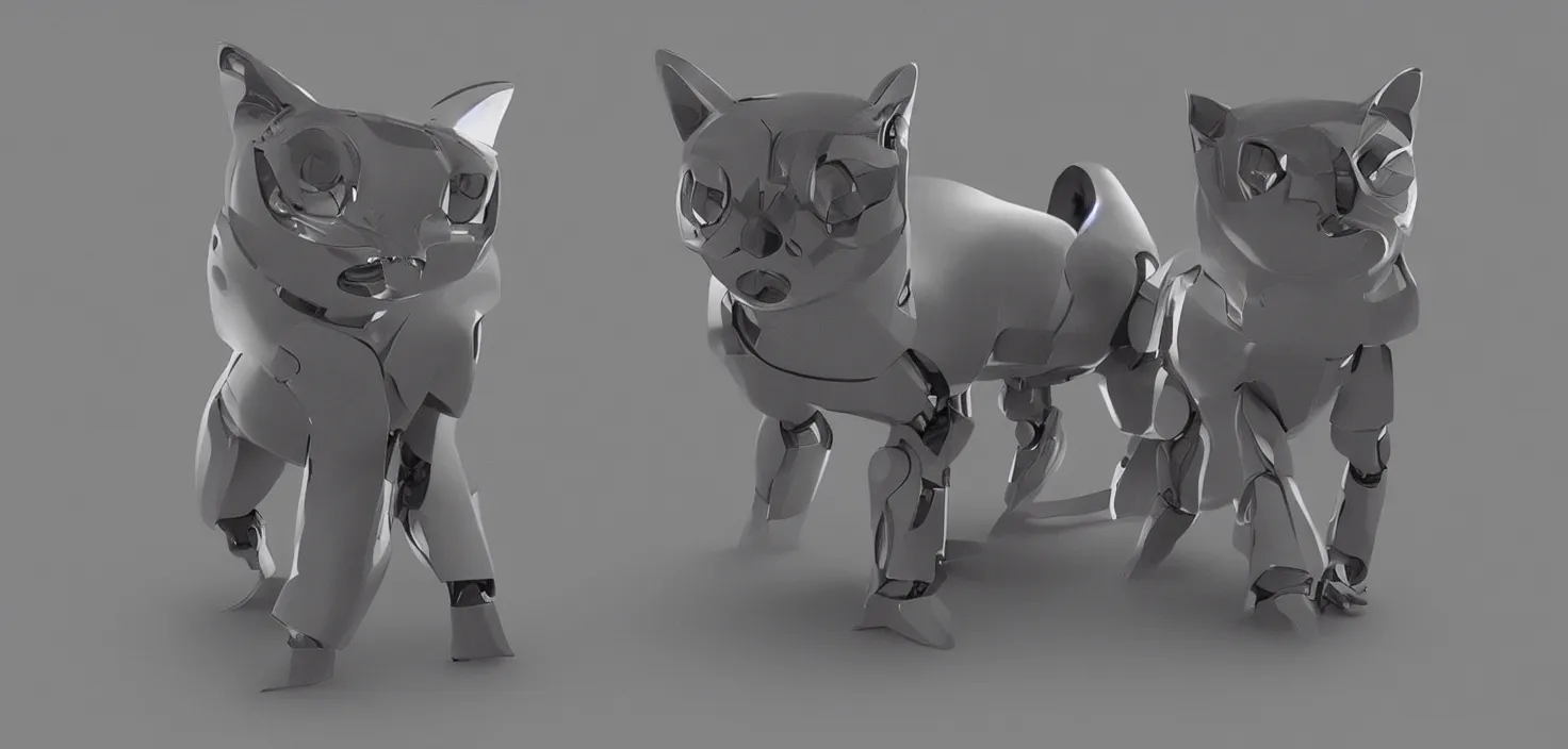 Image similar to symmetrical robot cat, CGSociety