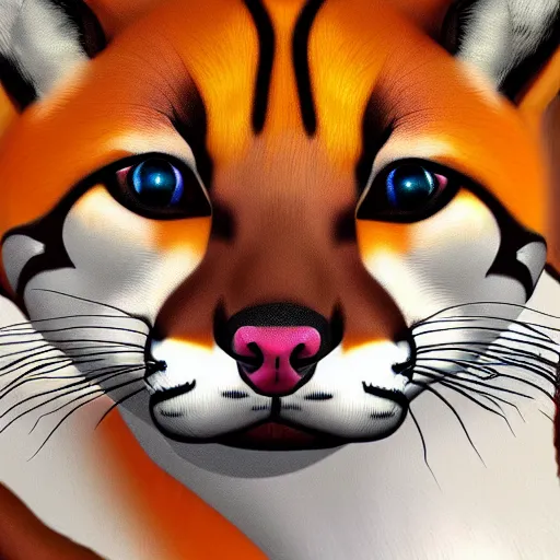 Image similar to a digital painting of an ocelot and fox hybrid