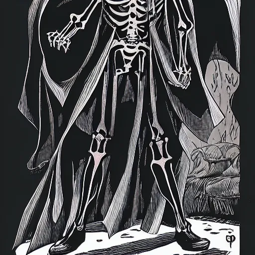 Image similar to a skeleton in black cloak by Alan Davis