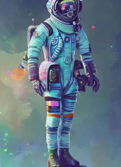 Image similar to detailed full body concept art illustration colorful pastel painting of an anthropomorphic space pilot in full intricate clothing, ultra detailed, digital art, octane render, 4K