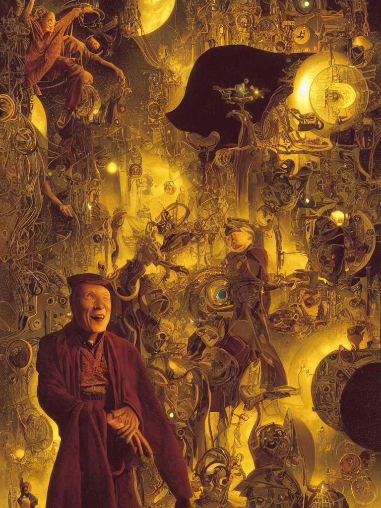 Prompt: Fortune Smiles on Those Who Imagine, by James C. Christensen and Wojciech Siudmak