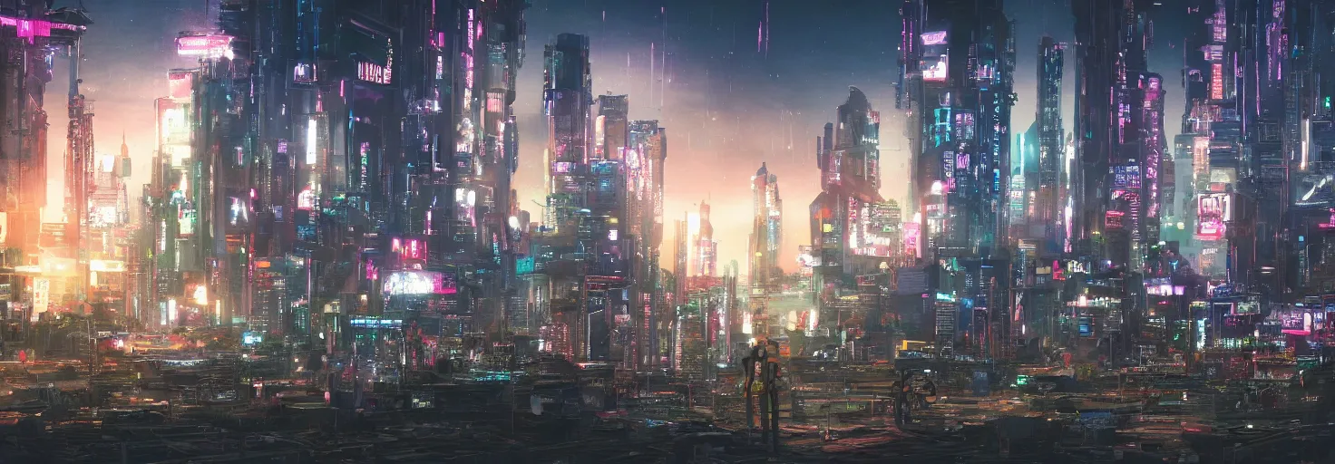 Prompt: photo of a cyberpunk landscape with many big chungus