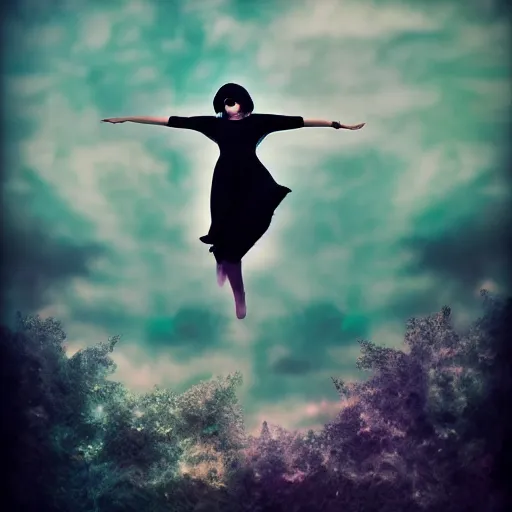 Prompt: dreaming of crystal castles in the sky, a better world, filled with majestic women, flying, photograph, digital painting, matte, sharp focus, elegant, intricate, detailed