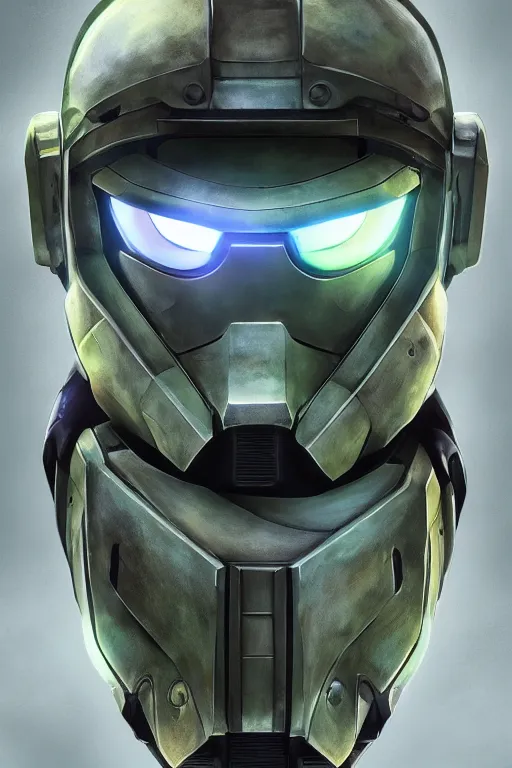 Image similar to robot ninja mask helmet halo master chief radiating a glowing aura global illumination ray tracing hdr fanart arstation by ian pesty and katarzyna da „ bek - chmiel