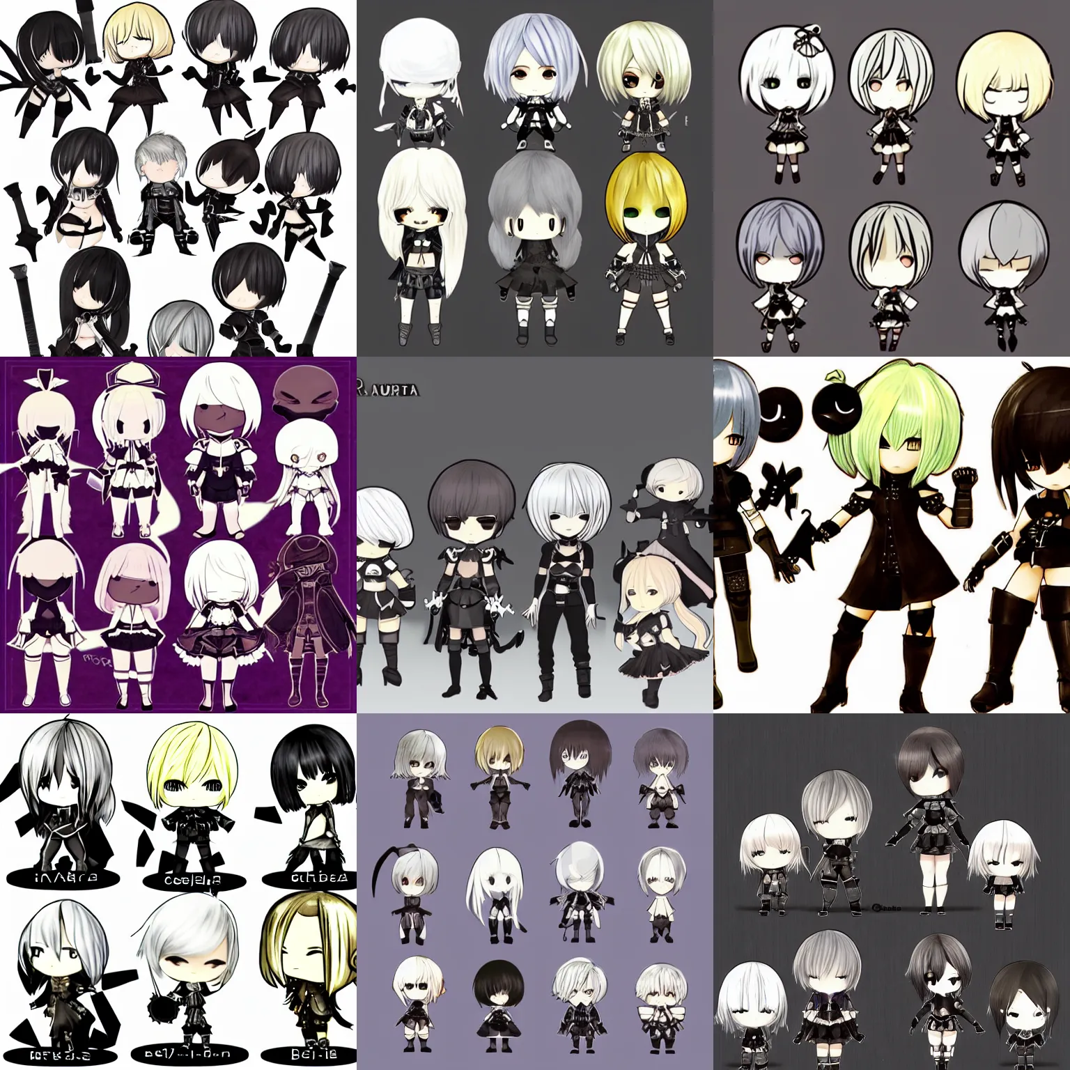 Prompt: Nier Automata chibi characters