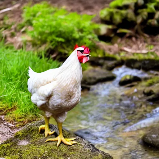 Image similar to a chicken next to a stream