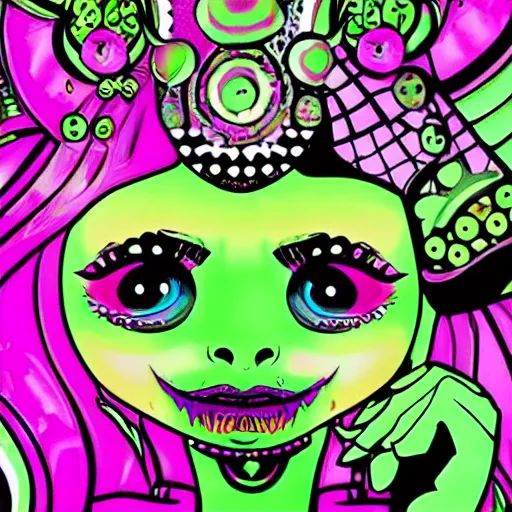 Image similar to psychedelic monster high detail