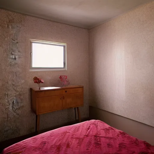 Image similar to a bedroom whose walls are made of clear water, photorealistic, 4 k, ultra - detailed, by alec soth