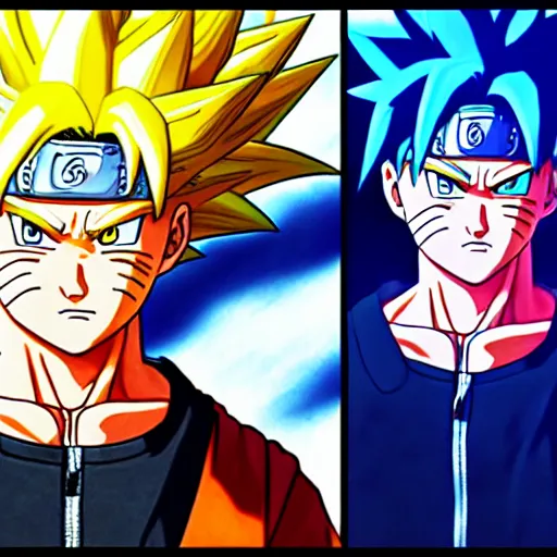 Image similar to ultra realistic portrait painting of naruto going super saiyan art by akira toriyama, 4 k, dragon ball artstyle, cel shaded, highly detailed, epic lighting, full body