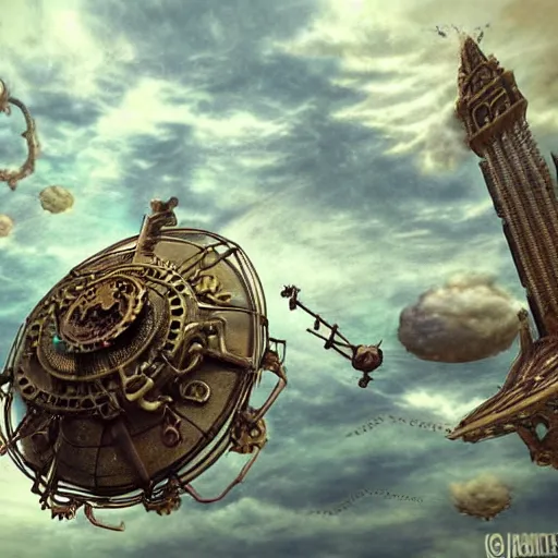 Image similar to flying city in a bronze lotus, sky, steampunk!!!, fantasy art, steampunk, masterpiece, octane