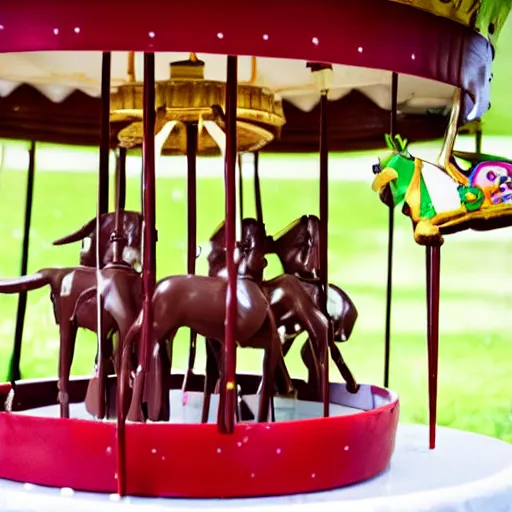 Image similar to a merry - go - round made of chocolate and fudge