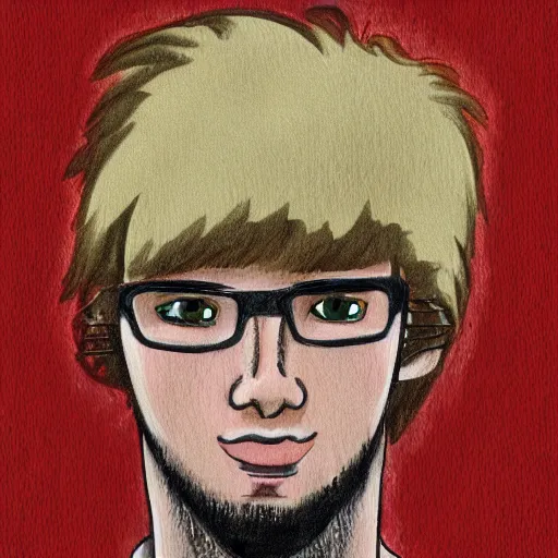 Image similar to a head - on comic - style portrait of a 2 0 - something engineering student, brown messy hair, by laurie greasly