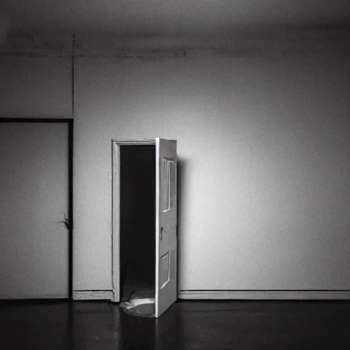 Image similar to door in a dimly lit creepy room, liminal space, greg rutkowksi and tooth wu