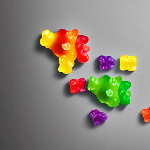 Image similar to original design concept of a minimalist packaging for gummy bears, studio lighting, minimalist style