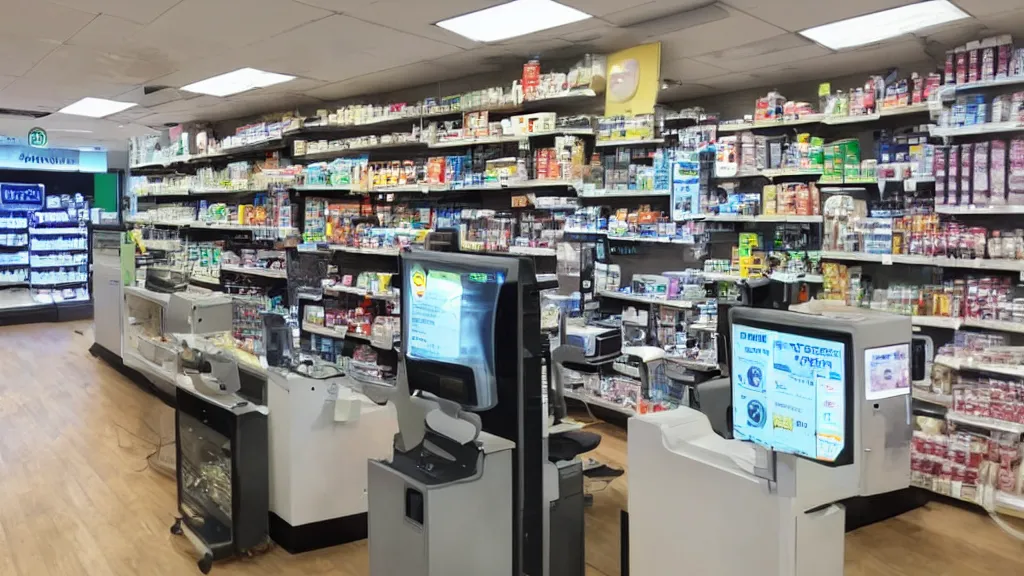 Image similar to cashpunk uninsurable convenience store robo - cashier