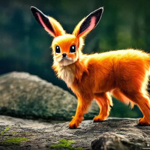 Image similar to national geographic photo of eevee, pokemon in the wild, intricate, portrait, 8 k highly professionally detailed, hdr, award winning