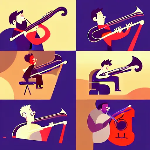 Image similar to 2 d character design, music group, vector art, digital art, portrait, 4 k, 8 k, sharp focus, smooth, illustration, concept art, jazz band