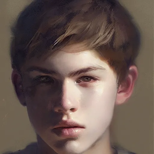 Image similar to stunning teen boy portrait by ruan jia