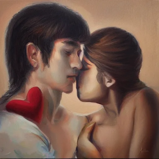 Prompt: the love of a memory, masterpiece, trending on artstation, oil on canvas