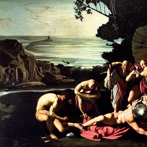 Image similar to circe of the odyssey, art by caravaggio