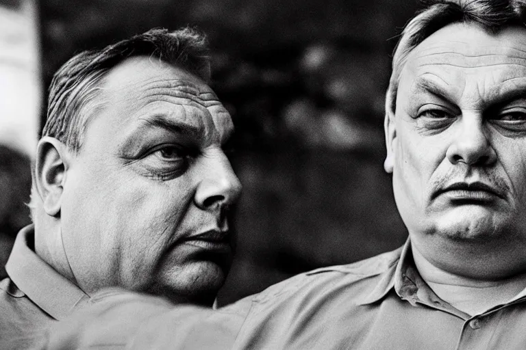 Image similar to overweight viktor orban by peter lindbergh