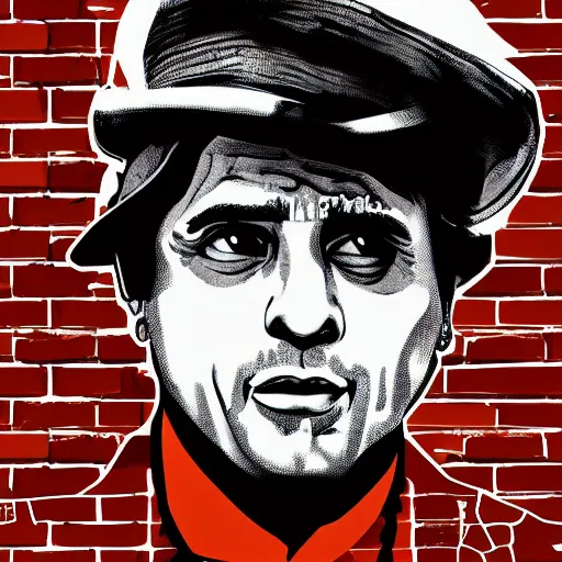 Image similar to a buffalo in the streets surrounded by bricks of flour digital illustration poster scarface, godfather, 8 k