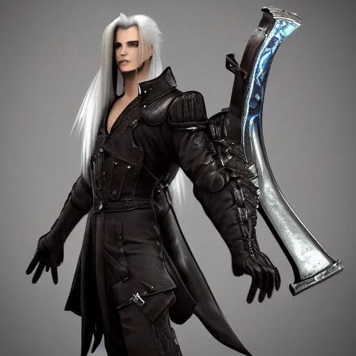 Image similar to sephiroth is mario, a computer rendering by h. r. giger, trending on zbrush central, neoplasticism, zbrush, reimagined by industrial light and magic, # vfxfriday