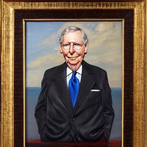 Image similar to portrait of mitch mcconnell, canvas oil painting, half turtle, martha greta kempton, frank o salisbury, granville chandor, thomas edgar stevens