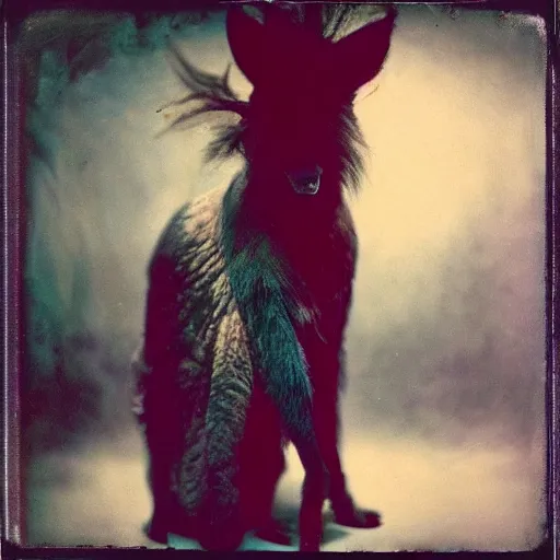 Image similar to kodak portra 4 0 0, wetplate, photo of a surreal artsy dream scene, horror, animal, carneval, grotesque, photographed by paolo roversi style