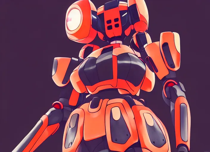 Image similar to anime girl with battle mech,Karolis Strautniekas, omoide emanon, tsuruta kenji, murata range,kawaii, kyoto animation, manga, intricate, detailed, studio lighting, orange red black white, gradation,editorial illustration, matte print, Ilya Kuvshinov