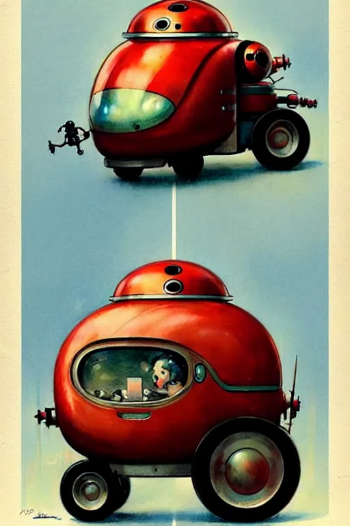 Image similar to ( ( ( ( ( 1 9 5 0 s retro future android robot fat robot ladybug wagon. muted colors., ) ) ) ) ) by jean - baptiste monge,!!!!!!!!!!!!!!!!!!!!!!!!!