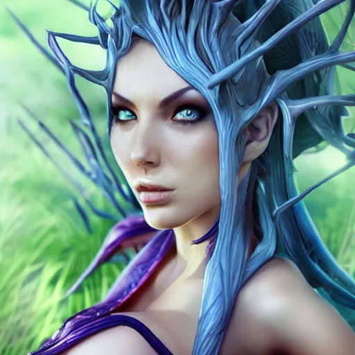 Prompt: Zyra from League of Legends highly detailed, hyper realistic