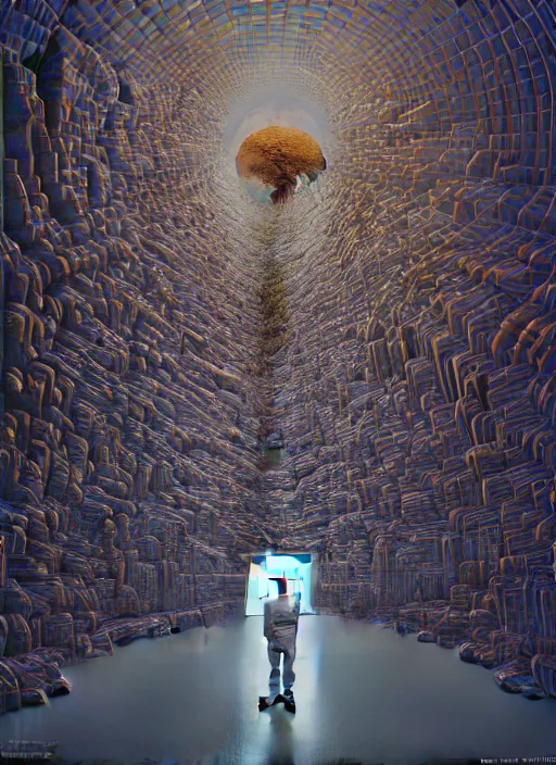 Prompt: hyper detailed 3d render like an Oil painting - Mark Zuckerberg lost in virtual reality by Jacek Yerka, Mariusz Lewandowski, Houdini algorithmic generative render, Abstract brush strokes, Masterpiece, Edward Hopper and James Gilleard, Zdzislaw Beksinski, Mark Ryden, Wolfgang Lettl, hints of Yayoi Kasuma, octane render, 8k