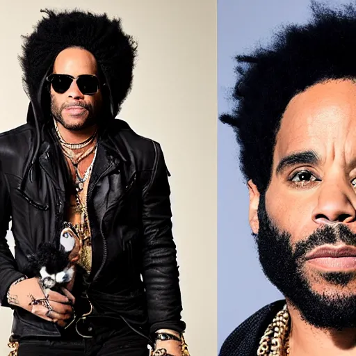 Image similar to photo of lenny kravitz and his amazing rabbits