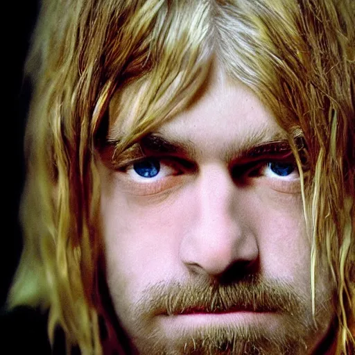 Image similar to colour masterpiece surreal closeup portrait photography of kurt cobain by felix kelly and annie leibovitz and michael cheval, deviantart, 8 k