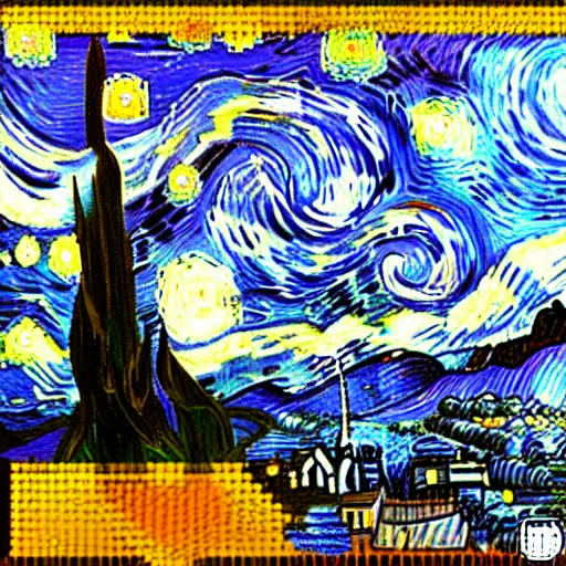 Prompt: Van Gogh in pixel art