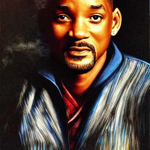 Prompt: will smith einstein portrait