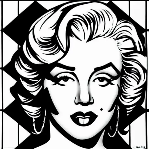 Image similar to an intricate portrait of marilyn monroe by mc escher, line art, celtic, illustration