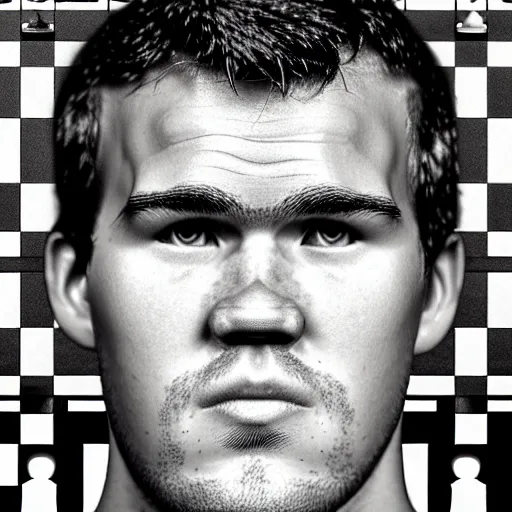 Prompt: close up photograph of a realistic chess king piece. it has magnus carlsen's face!
