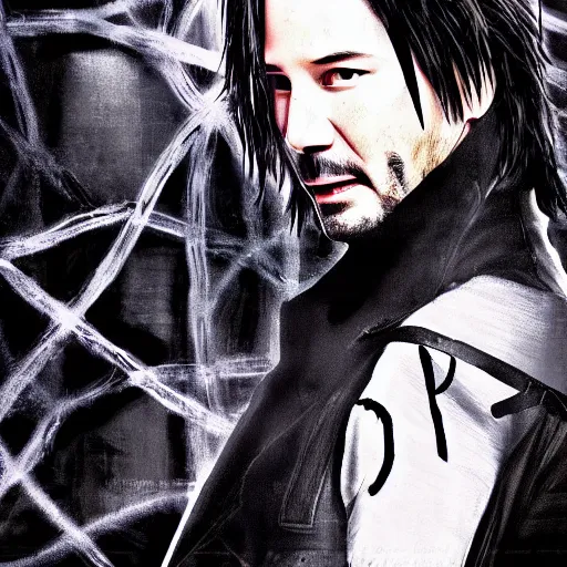 Image similar to Keanu Reeves in death note 4K detailed Digital art