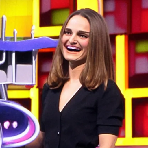 Image similar to natalie portman on the price is right gameshow winning a huge prize