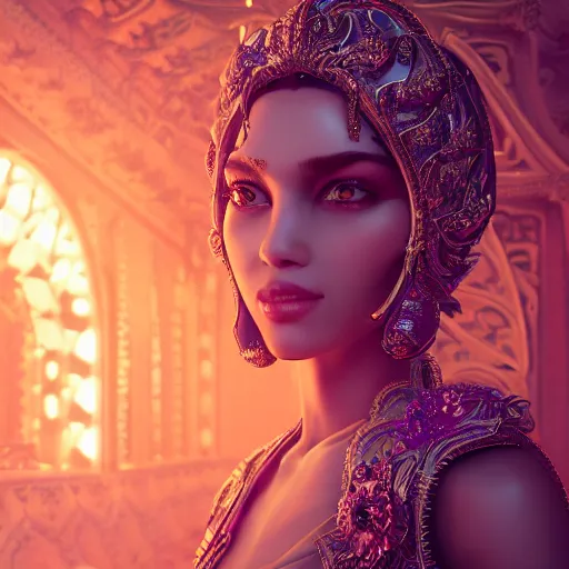 Image similar to portrait of wonderful princess, glowing, ornate and intricate, jaw dropping, dynamic lighting, intricate and detailed, 4 k octane render