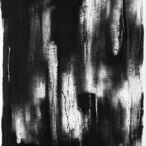 Image similar to a solemn simulacrum, trending on artstation, masterpiece, abstract black and white painting