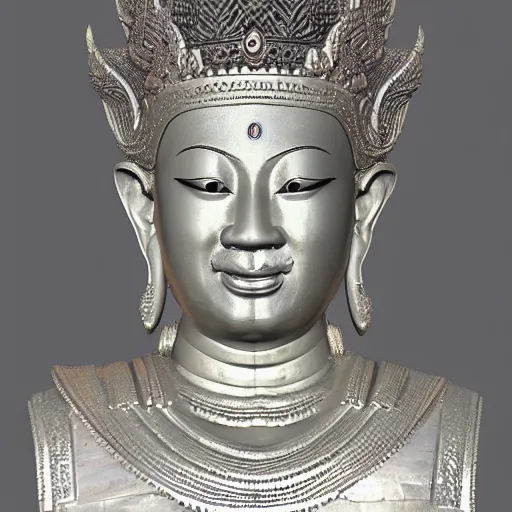 Image similar to sculpture of king ramkhamhaeng, king of sukothai, made by michelangelo, art station, concept art