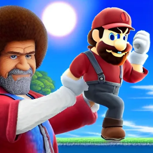 Image similar to Bob Ross character reveal for Super Smash bros ultimate