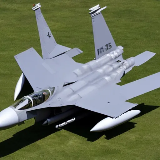 Prompt: half eagle half F-15 fighter jet