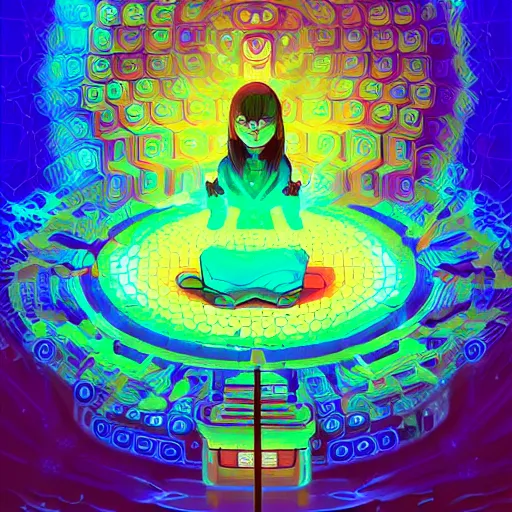 Image similar to skill magic geek inside matrix deepdream radiating a glowing aura stuff loot legends stylized digital illustration video game icon artstation lois van baarle, ilya kuvshinov, rossdraws,