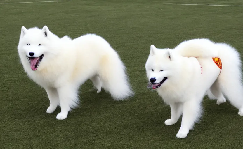 Prompt: a video game mascot based on a samoyed