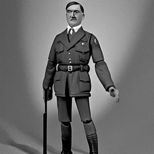 Prompt: photo of adolf hitler as an articulated action figure, plastic, mattel, depth of field