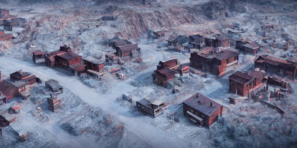 Prompt: old mining town, landscape, 8 k uhd, unreal engine, octane render in the artstyle of kuindzhi
